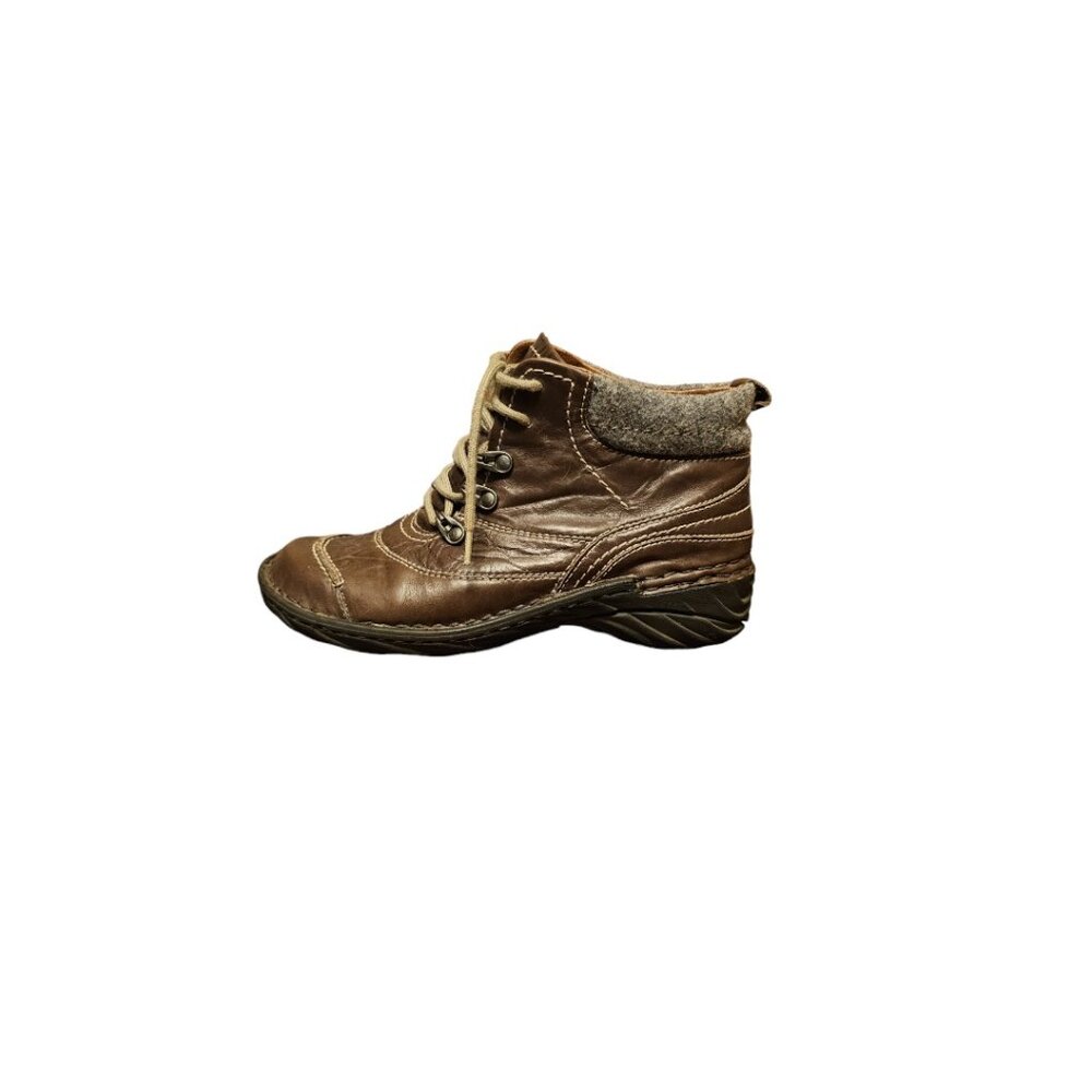 Josef Seibel Brown Leather Ankle Hiking Boots